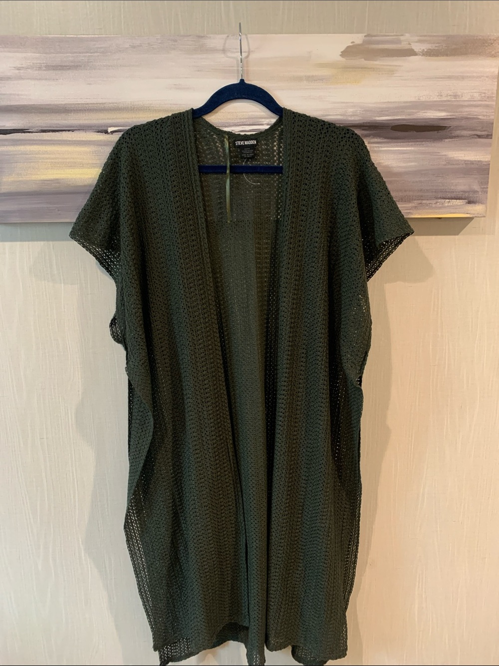Steve Madden Olive Open-Weave Layering Cardigan